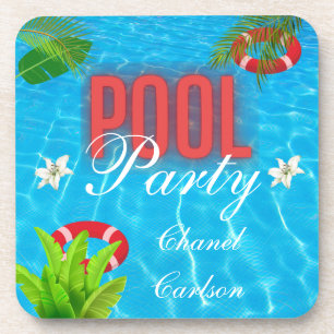 Pool Party Summer Birthday Beverage Coaster