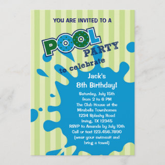 Pool Party Summer Birthday Invitation