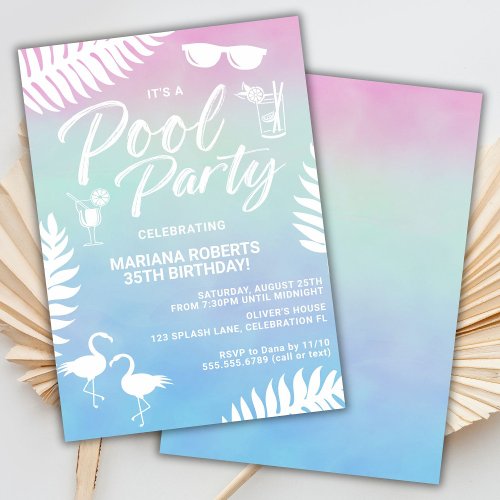 Pool Party Summer Birthday Party Invitation