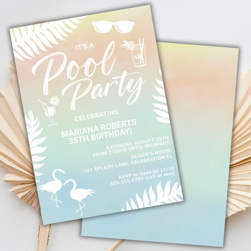 Pool Party Summer Birthday Party Invitation