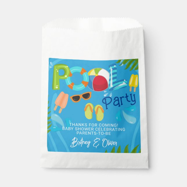 Pool Party Summer Boy Baby Shower Favor Bag (Front)