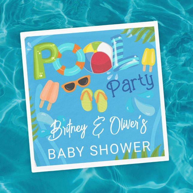 Pool Party Summer Boy Baby Shower Napkins (Creator Uploaded)