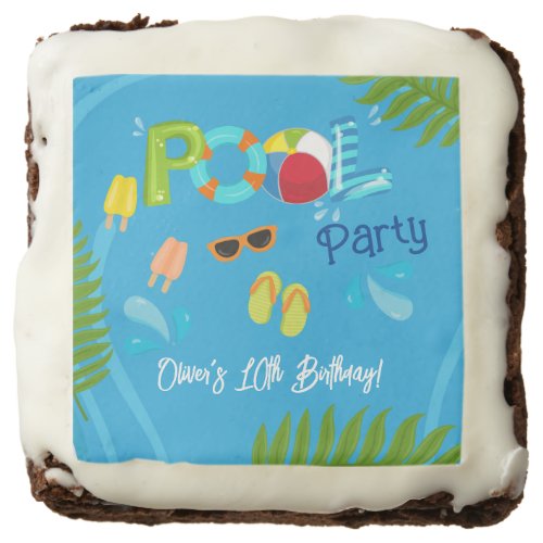 Pool Party Summer Boy Birthday Party Brownie