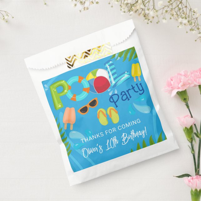 Pool Party Summer Boy Birthday Party Favor Bag (Sealed)