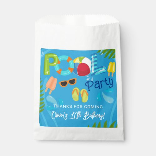 Pool Party Summer Boy Birthday Party Favor Bag