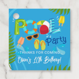 Pool Party Summer Boy Birthday Party Favor Tags
