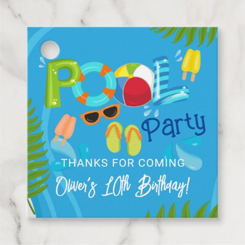 Pool Party Summer Boy Birthday Party Favor Tags