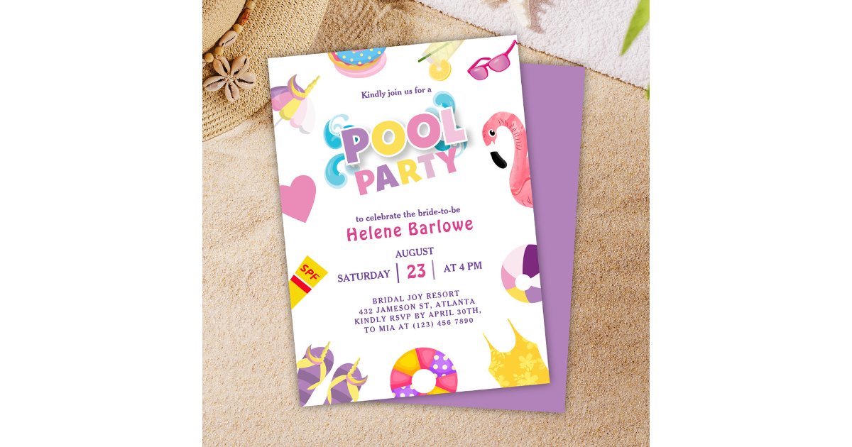 Pool Party Summer Bridal Shower Invitation | Zazzle