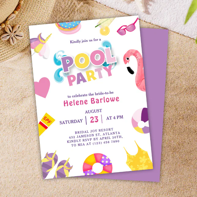 Pool Party Summer Bridal Shower Invitation | Zazzle