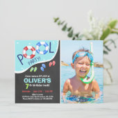 Pool Party Summer Chalkboard Birthday Invitation (Standing Front)