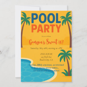 Pool Party Summer Fun Invitation