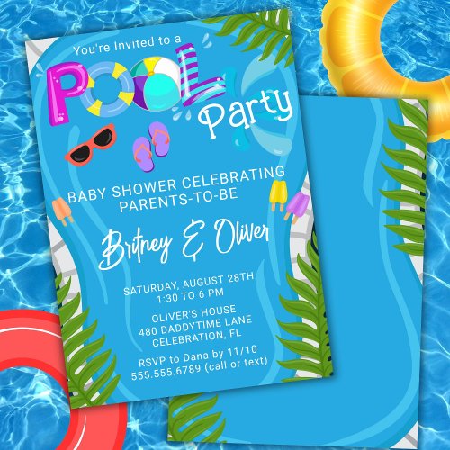 Pool Party Summer Gender Neutral Baby Shower Invitation