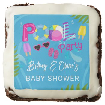 Pool Party Summer Girl Baby Shower Brownie by WittyPrintables at Zazzle