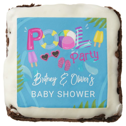 Pool Party Summer Girl Baby Shower Brownie