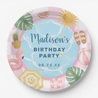 Pool Party Summer Girl Birthday Paper Plates