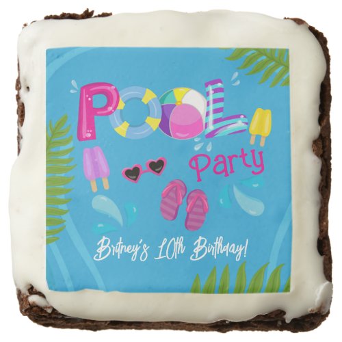 Pool Party Summer Girl Birthday Party Brownie