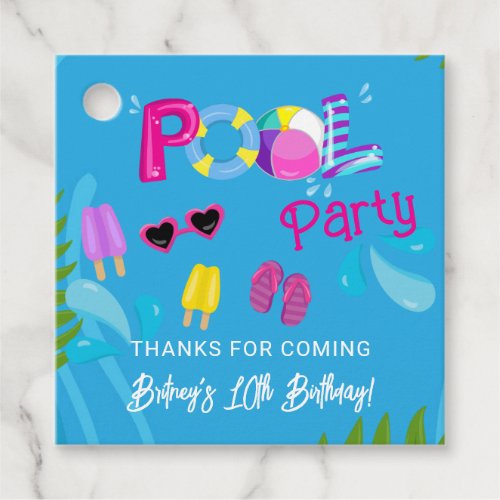 Pool Party Summer Girl Birthday Party Favor Tags