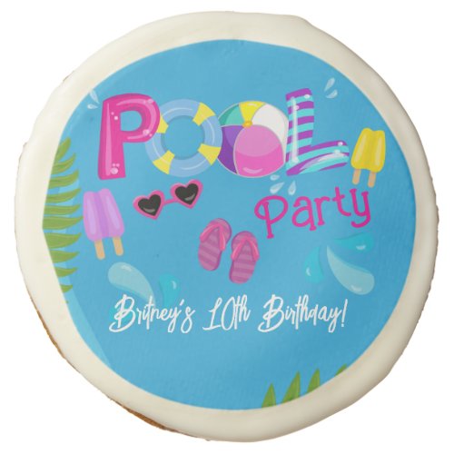 Pool Party Summer Girl Birthday Party Sugar Cookie
