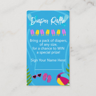 Pool Party Summer Girl Diaper Raffle Baby Shower Enclosure Card