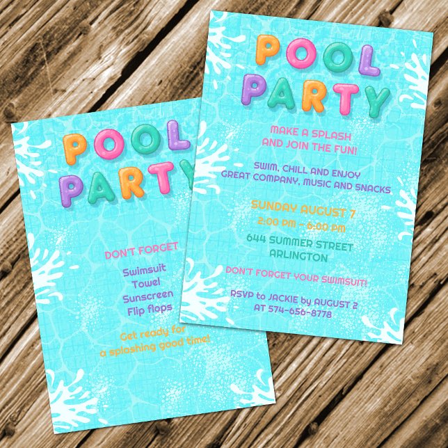 Pool Party Summer Holiday Birthday Invitation (Creator Uploaded)