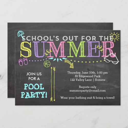 Pool Party Summer Invitation_Schools Out Neon Invitation