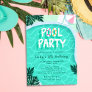 Pool Party Summer Modern Tropical Trendy Birthday Invitation