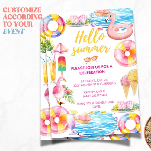 Pool Party  Summer Party Invitation