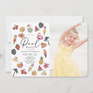 Pool Party Summer Swimming Girl Photo Birthday Invitation
