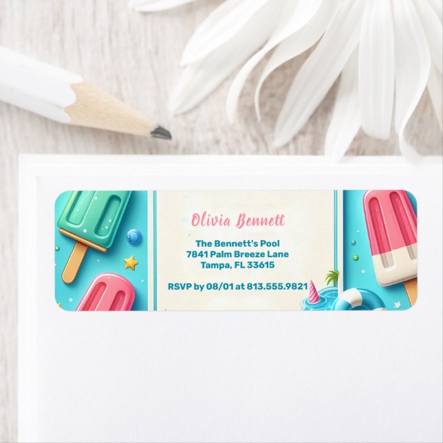 Pool Party Summer Water Label (Insitu)