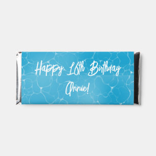 Pool Party Sweet 16 Water Blue Minimalist Bday Hershey Bar Favors