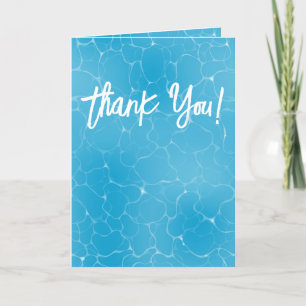 Pool Party Sweet 16 Water Blue Minimalist Bday Letterpress Thank You Card