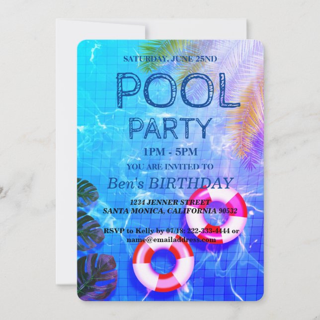 Pool Party | Swimming Birthday Invitation (Front)