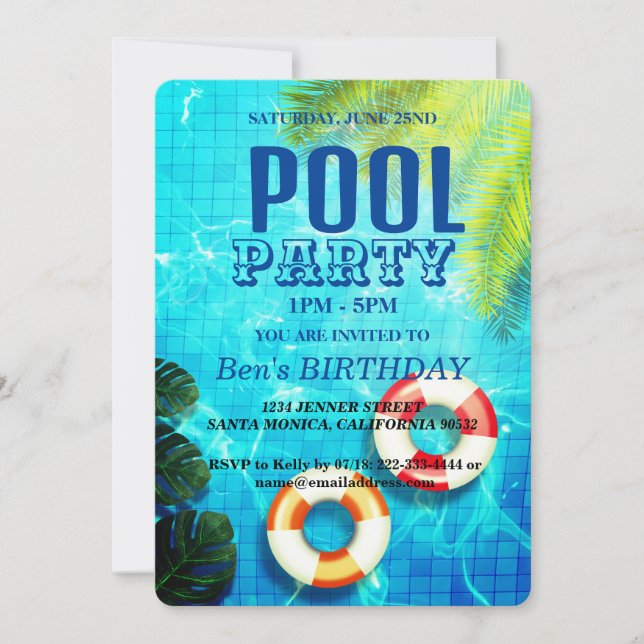 Pool Party | Swimming Birthday Invitation (Front)