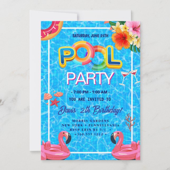 Pool Party | Swimming Birthday Invitation (Front)