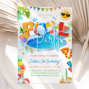 POOL PARTY Swimming Boy Birthday Pool Party Invitation