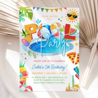 POOL PARTY Swimming Boy Birthday Pool Party Invitation