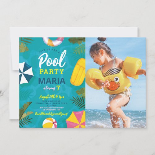 Pool Party Swimming Summer Birthday Fun Invite