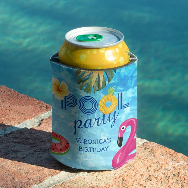 Pool Party Swimming Summer Water Birthday  Can Cooler (Creator Uploaded)