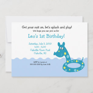 POOL Party Swimming Tube 5x7 Birthday Invitations