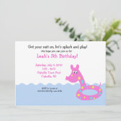 POOL Party Swimming Tube 5x7  Birthday Invitations (Standing Front)