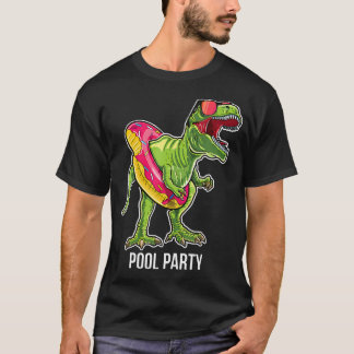 Pool Party T Rex Dinosaur Doughnut T-Shirt