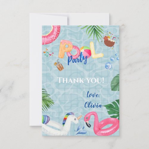 Pool Party  Thank You Card