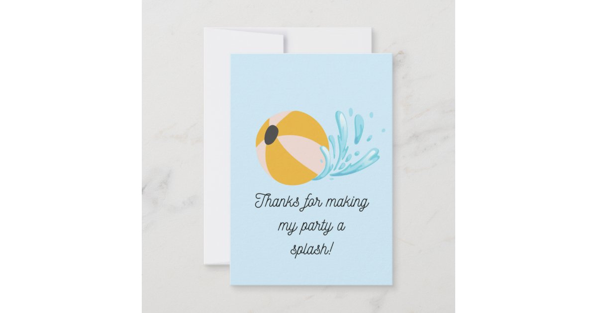 Pool Party Thank You Card | Zazzle