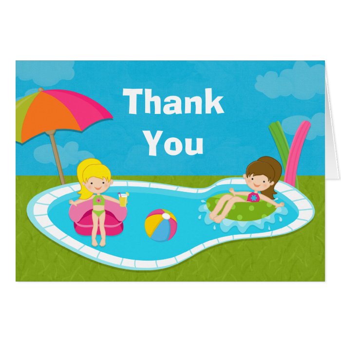 Pool Party Thank You Card Zazzle