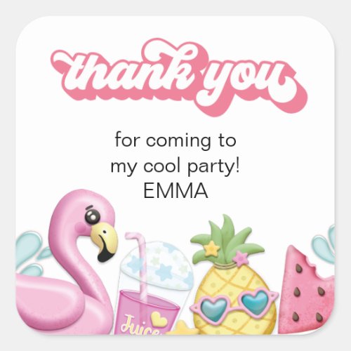 Pool Party Thank you favor Label