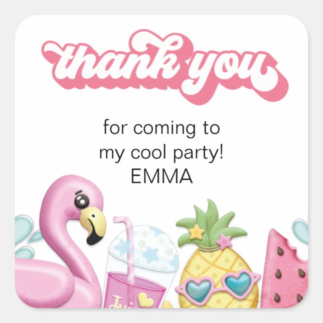 Pool Party Thank you favor Label (Front)