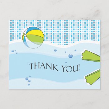 Pool Party Thank You Postcard by OrangeOstrichDesigns at Zazzle