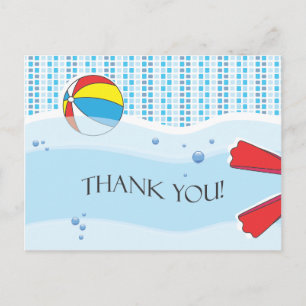 Pool Party Thank You Postcard - Boy