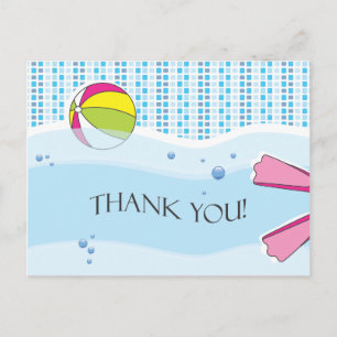 Pool Party Thank You Postcard - Girl