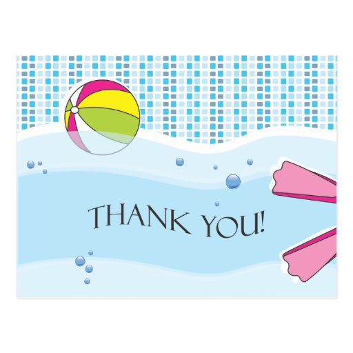 Pool Party Thank You Postcard - Girl | Zazzle